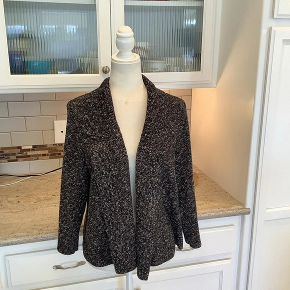 Eileen Fisher Black Organic Cotton & Linen Cardigan Size Medium - Picture 1 of 8